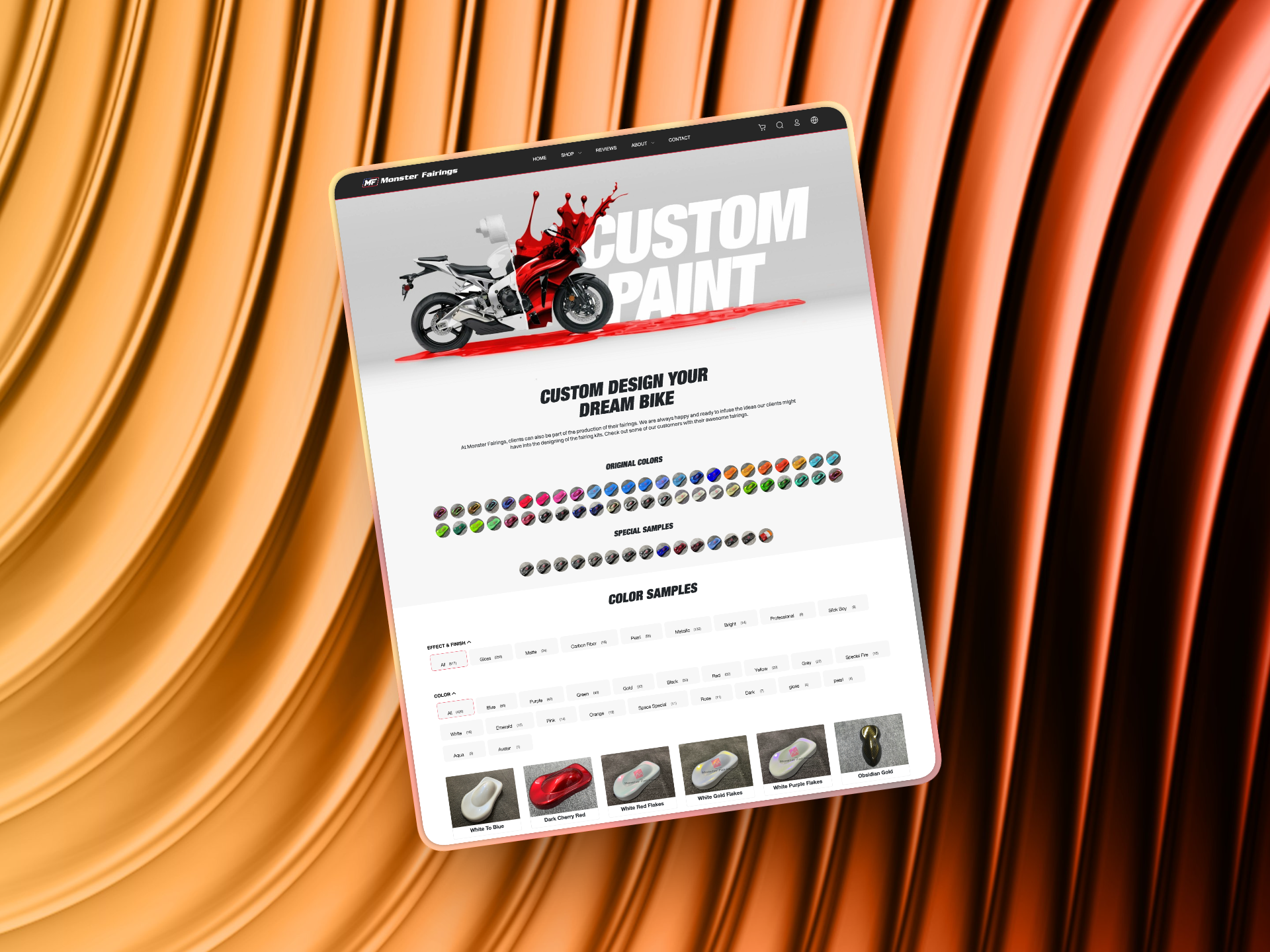 AI customization interface with color and finish picker